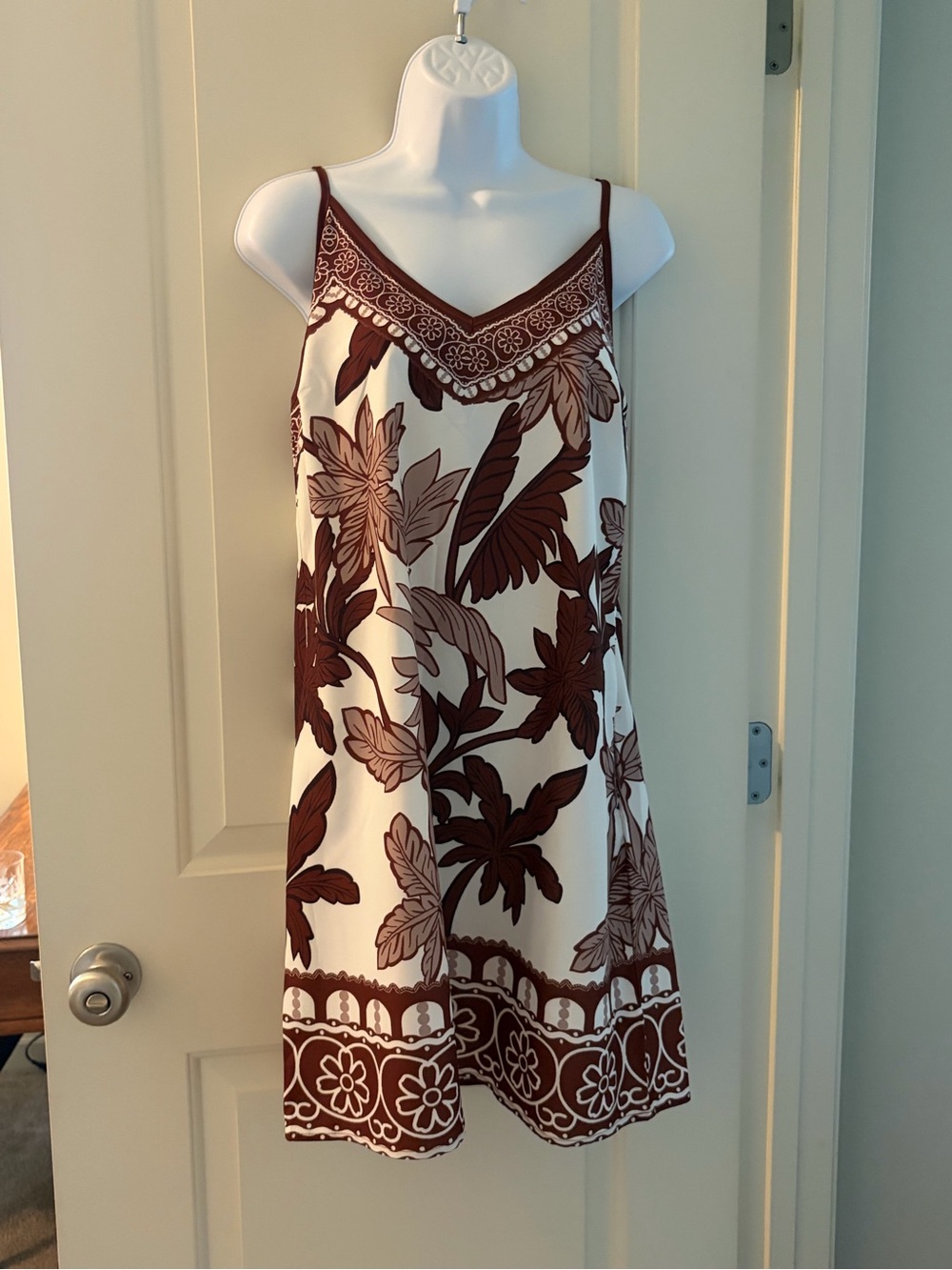 SHEIN Cream Mini Dress with Brown Floral Print